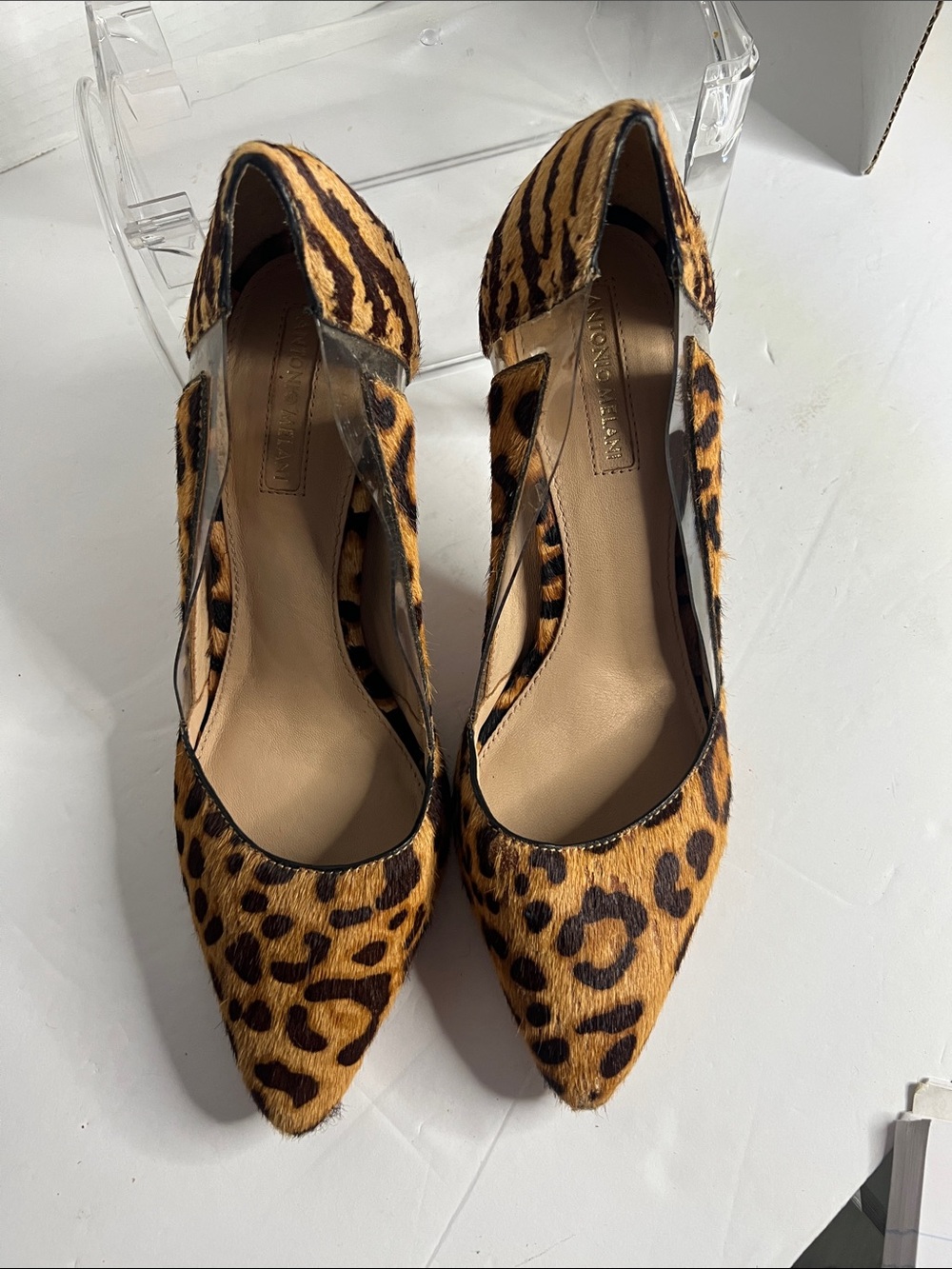 ANTONIO MELANI Leopard Print Pointed Toe Pumps - Brown & Black